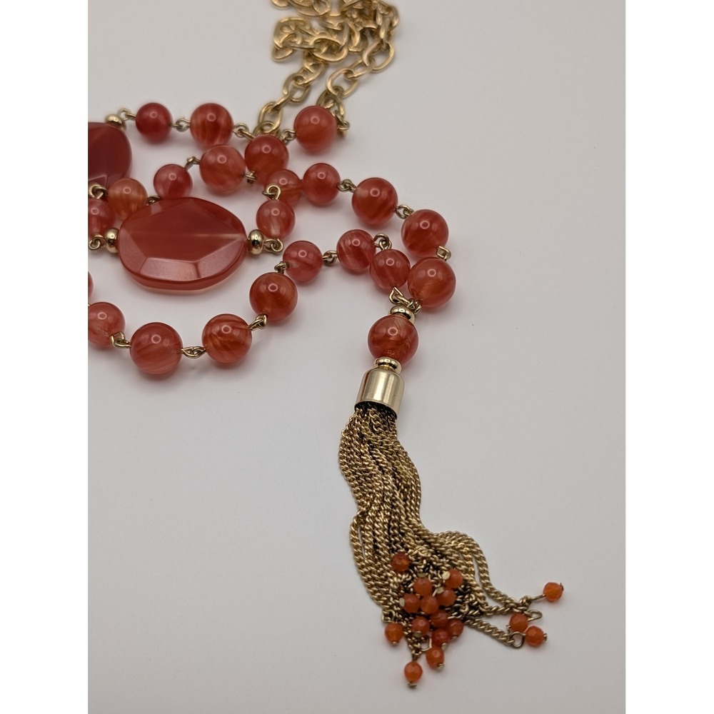 Tassel Pendant Orange Bead Necklace Costume Fashion‎ Jewelry